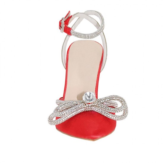 Çizgi 9702 Saten Taşlı Topuklu Kadın Ayakkabı