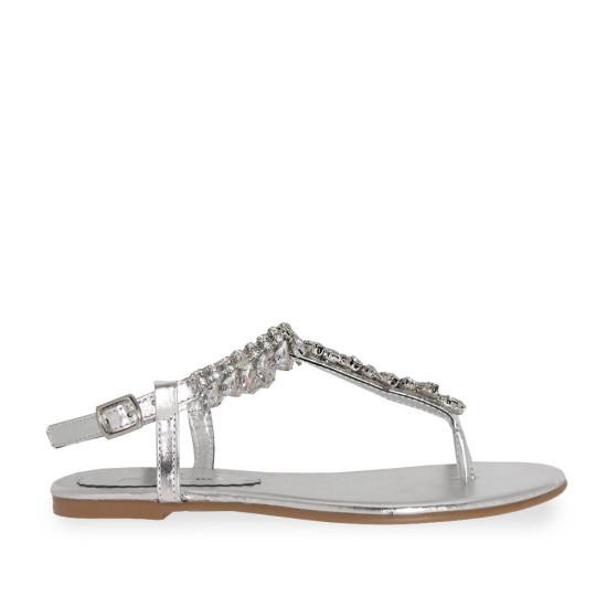 Ziggo 060 Parmak Arası Taşlı Kadın Sandalet